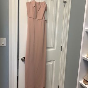 Strapless bridesmaids dress.